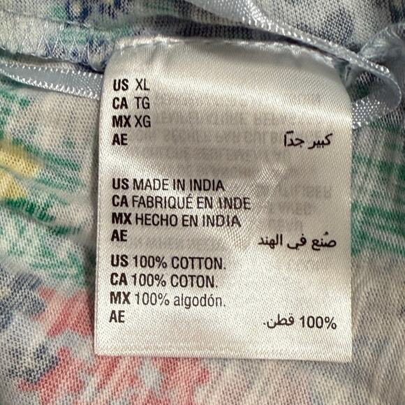 Style & Co. Printed On Off Shoulder Boho Blouse Peasant Blue Meadow - Size XL - Picture 6 of 7